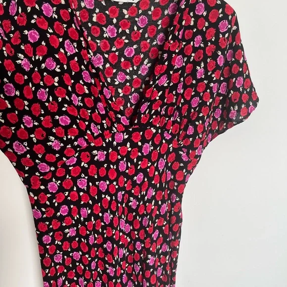Zara Maxi Dress with Red and Pink Floral Print - Picture 2 of 3